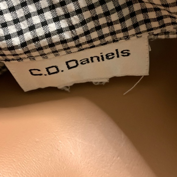 C. D. Daniels Short Sleeve black and white small checkered Button Down Blouse - Picture 3 of 17